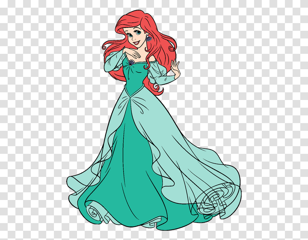 Princess Ariel Green Dress, Person, Manga, Comics Transparent Png ...