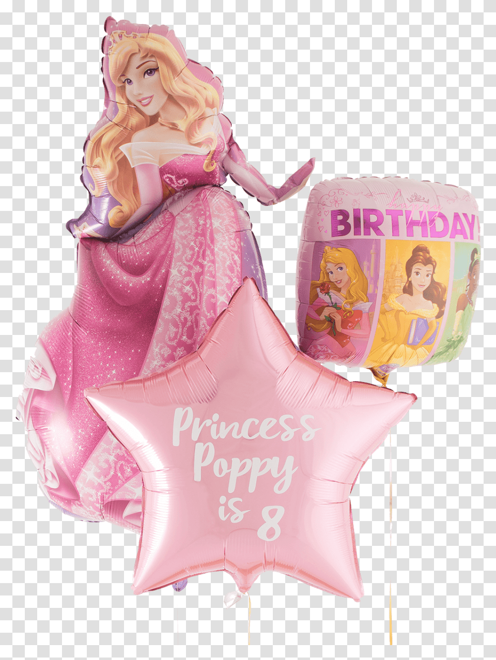 Princess Aurora Personalised Helium Filled Balloon Bouquet Cartoon, Figurine, Doll, Toy, Barbie Transparent Png