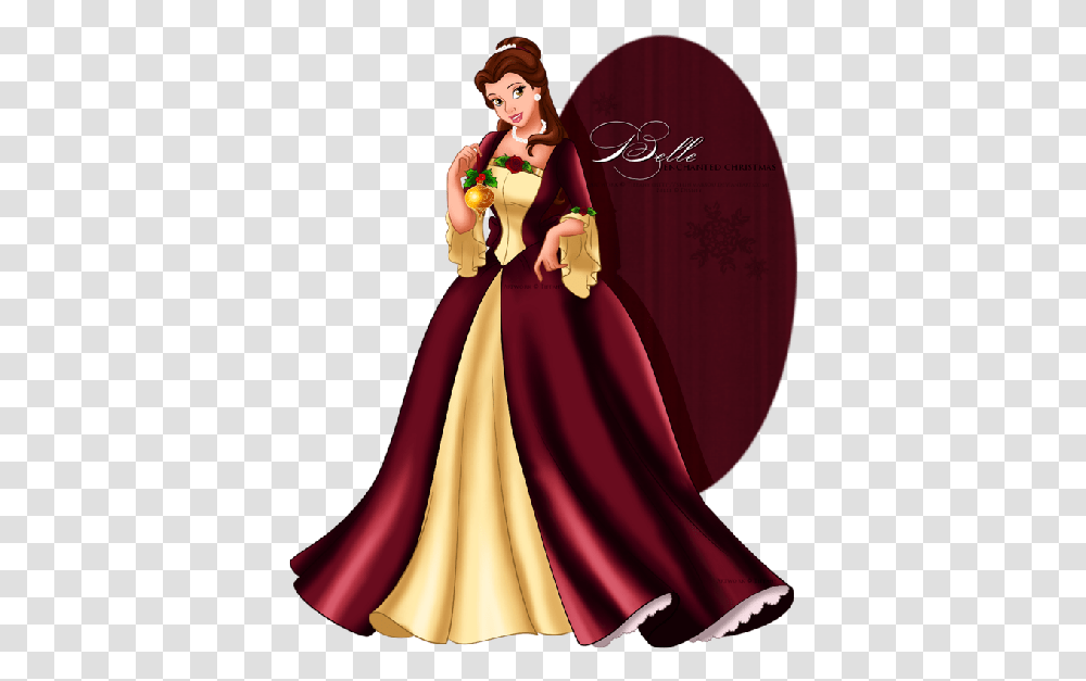 Princess Belle Cartoon Clipart Beauty And The Beast Belle Christmas Dress, Clothing, Female, Person, Doll Transparent Png