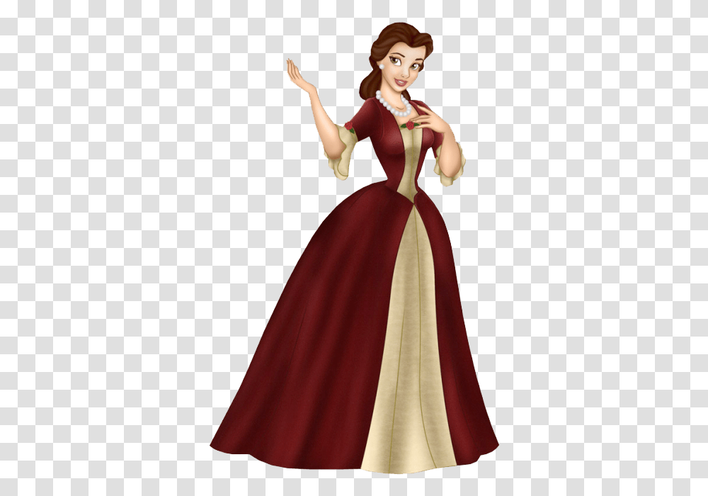 Princess Belle Red Dress Image With Belle In Her Christmas Dress, Clothing, Apparel, Female, Person Transparent Png