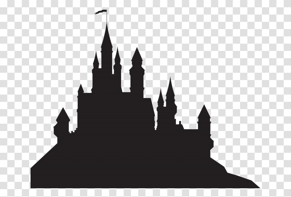 Princess Castle Clipart Black And White Silhouette Disney Castle, Spire, Tower, Architecture, Building Transparent Png