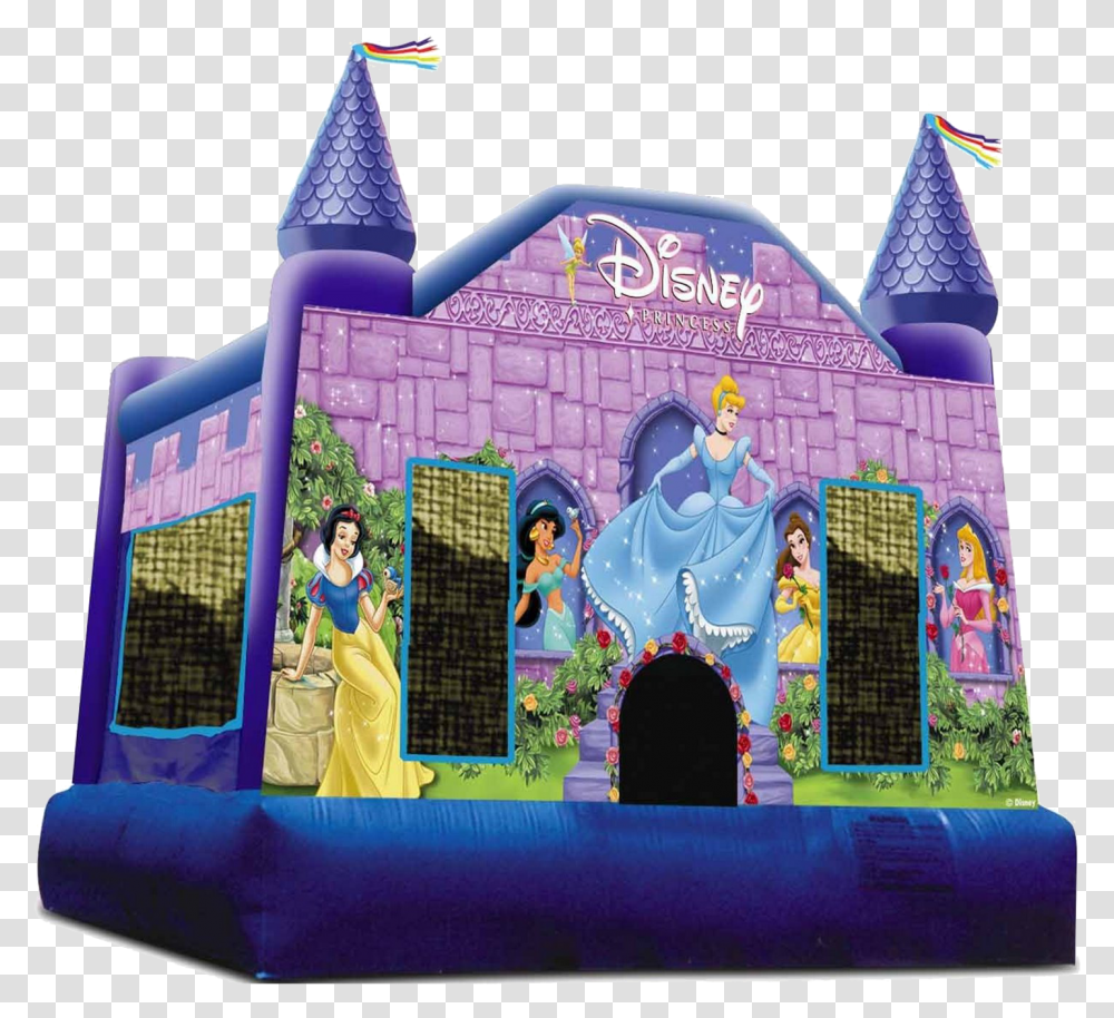 Princess Castle Disney Princess Moon Bounce, Inflatable, Person, Human, Neighborhood Transparent Png