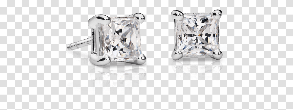 Princess Cut Diamond Studs Earring, Accessories, Accessory, Jewelry, Gemstone Transparent Png
