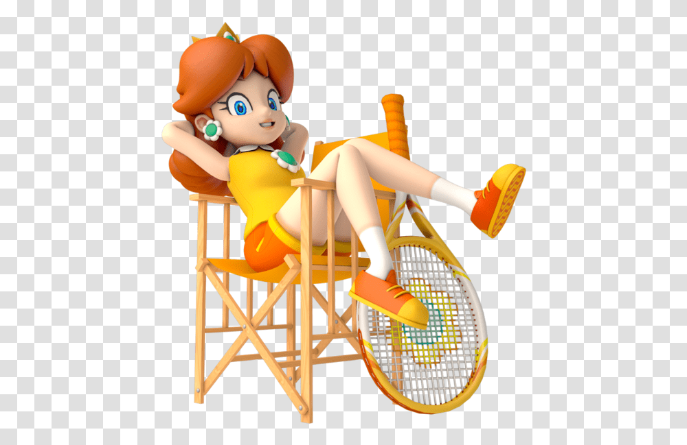 Princess Daisy Mario Tennis Aces, Chair, Furniture, Doll, Toy Transparent Png