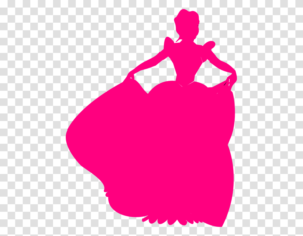 Princess Dress Gown Pink Silhouette Puff Sleeves Princess Clipart Pink, Sack, Bag, Person, Human Transparent Png