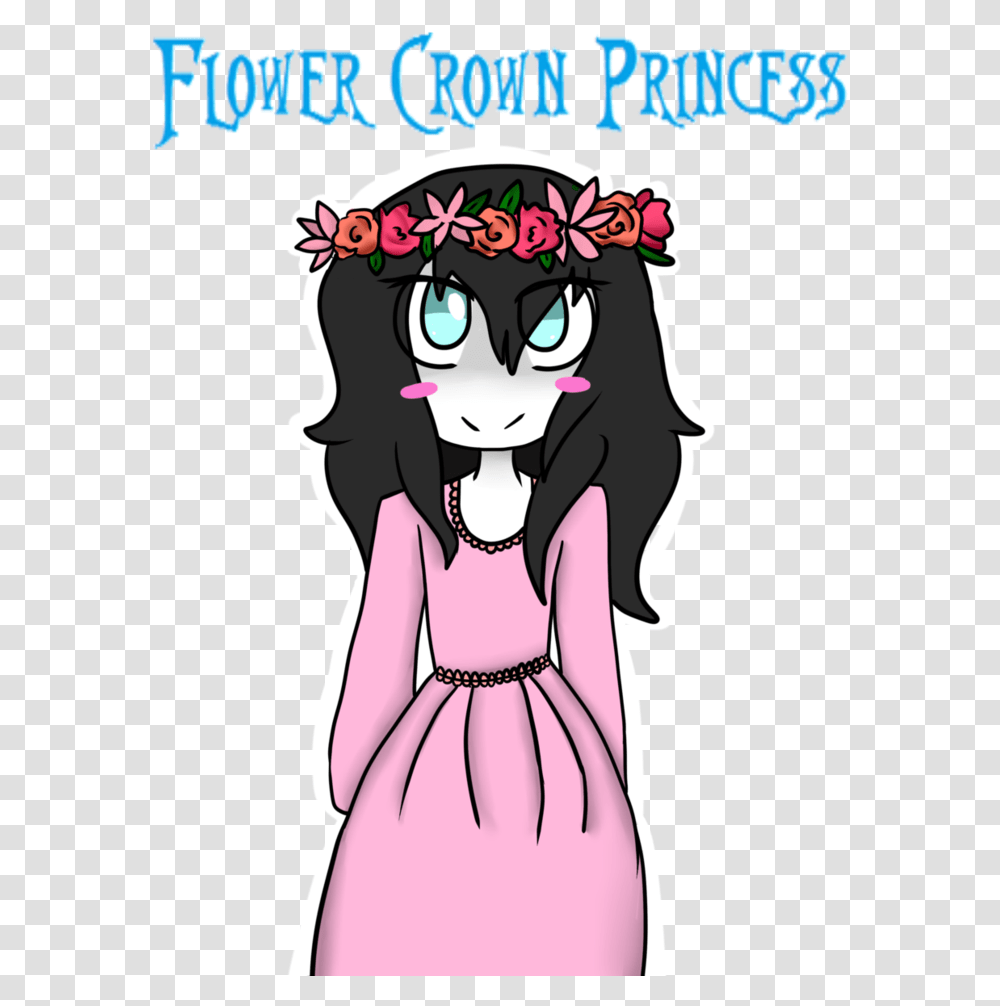 Princess Flower Crown Clipart Cartoon Full Size Jeff The Killer With A Flower Crown, Person, Female, Graphics, Book Transparent Png
