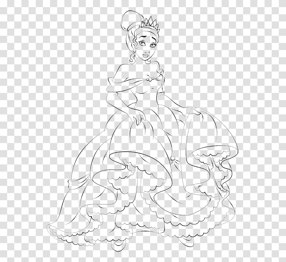 Princess Halloween Coloring Pages Princess And The Frog Coloring, Person, Human, Text, Stencil Transparent Png