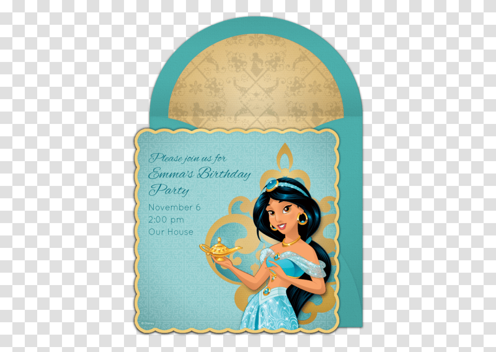 Princess Jasmine Free Birthday Party Blank Princess Jasmine Birthday Invitations, Person, Human, Beverage, Drink Transparent Png