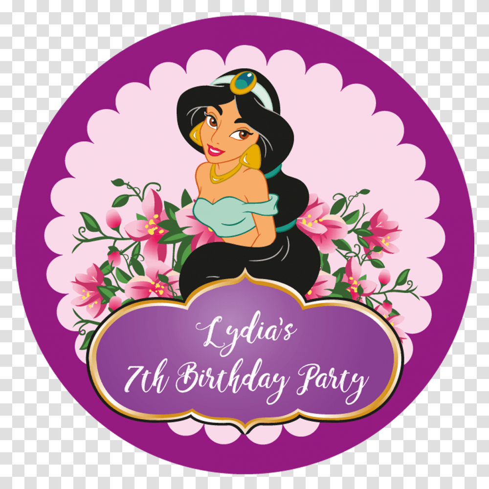Princess Jasmine Party Box Stickers Republic Day Images 2020 Download, Label, Floral Design, Pattern Transparent Png