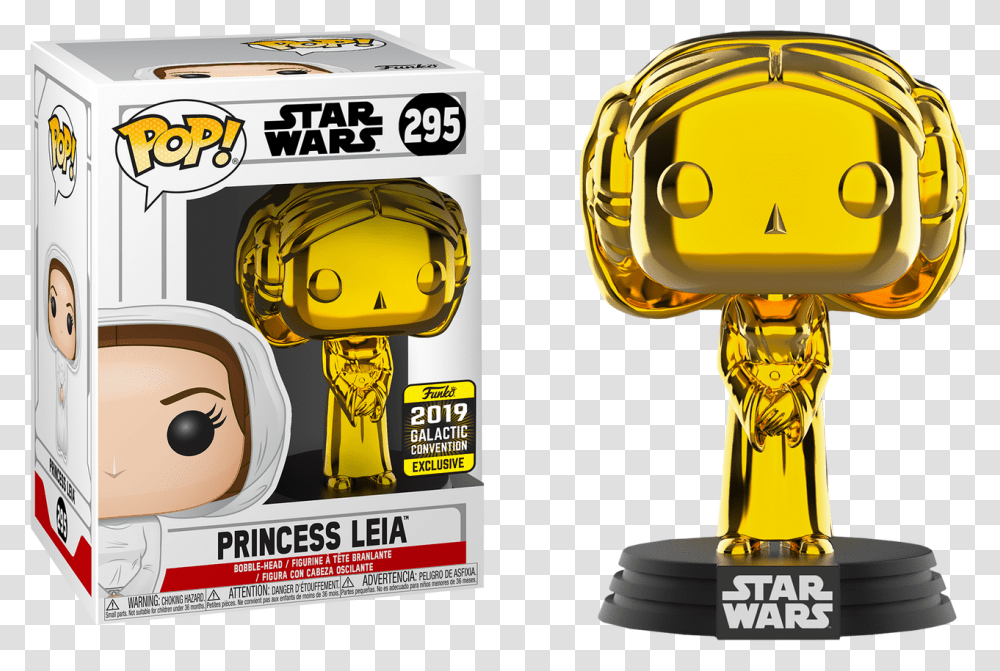 Princess Leia Gold Chrome Funko Pop, Helmet, Apparel, Trophy Transparent Png