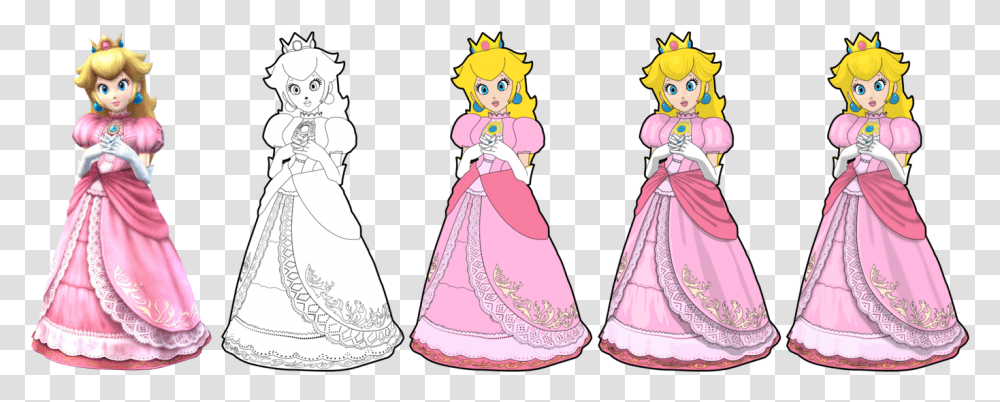 Princess Peach Drawing At Princess Peach Super Smash Bros Drawing, Doll, Toy, Dress Transparent Png