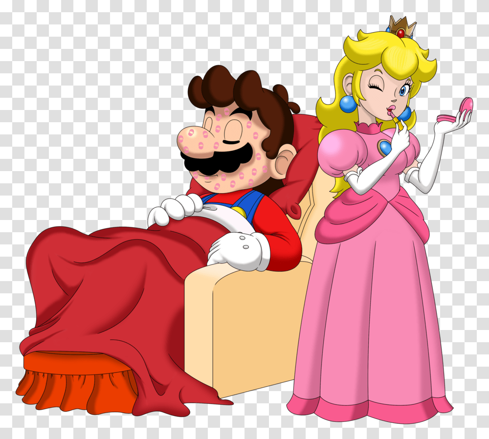 Princess Peach Kissing Mario With Lipstick, Toy, Person, Performer Transparent Png