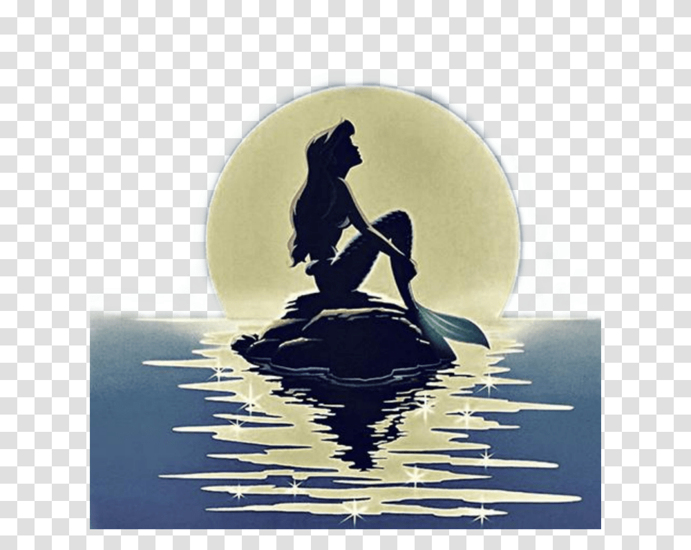 Princess Silhouette Ariel Little Mermaid Moon, Outdoors, Water Transparent Png
