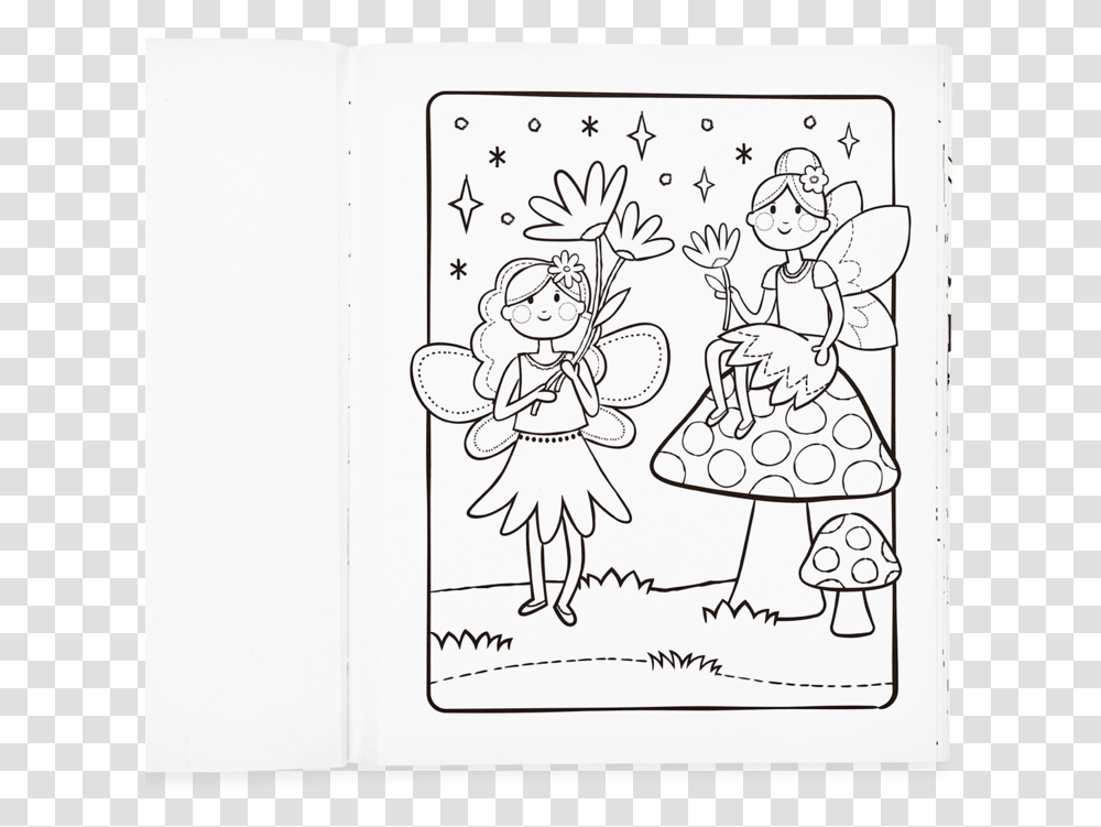 Princesses And Fairies Coloring Book Line Art, Text, Doodle, Drawing, Page Transparent Png