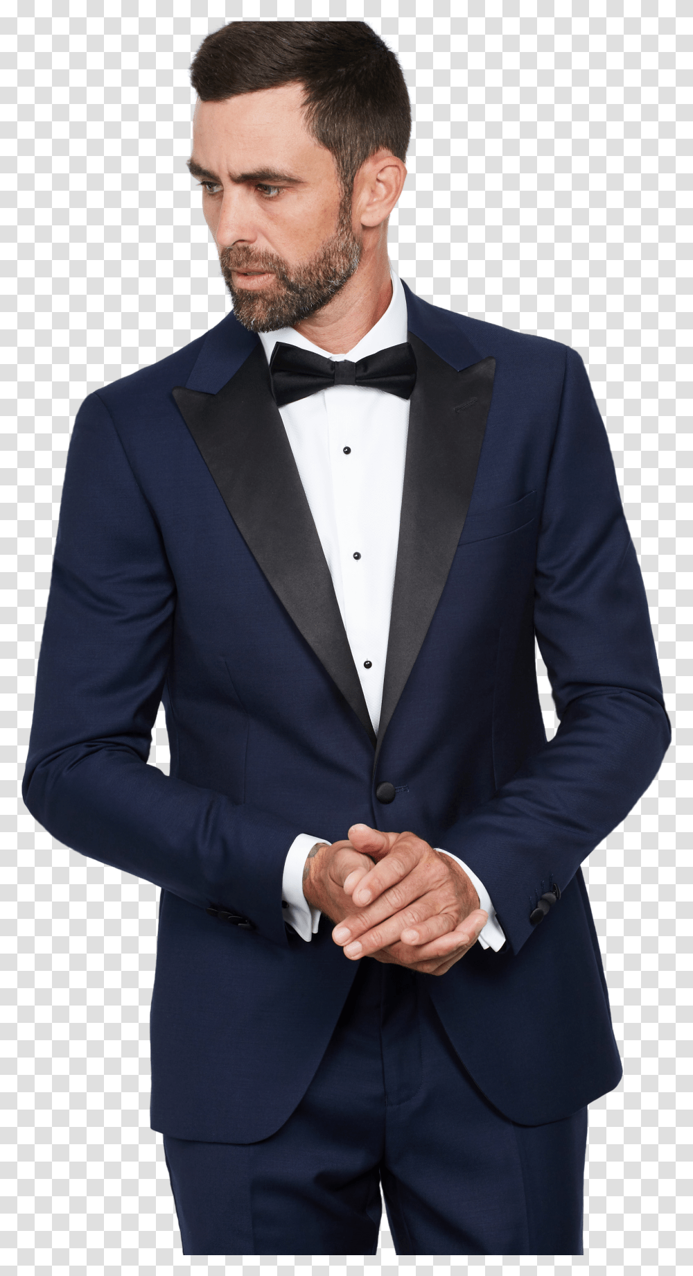 Princeton Texture Tuxedo Dinner Jacket Suit With Studs And Bow Tie, Clothing, Apparel, Overcoat, Person Transparent Png