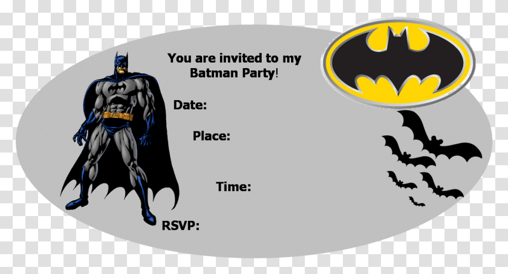 Print Instructions Batman Party Decorations Batman Batman Birthday Invite Template, Person, Label, Driving License Transparent Png