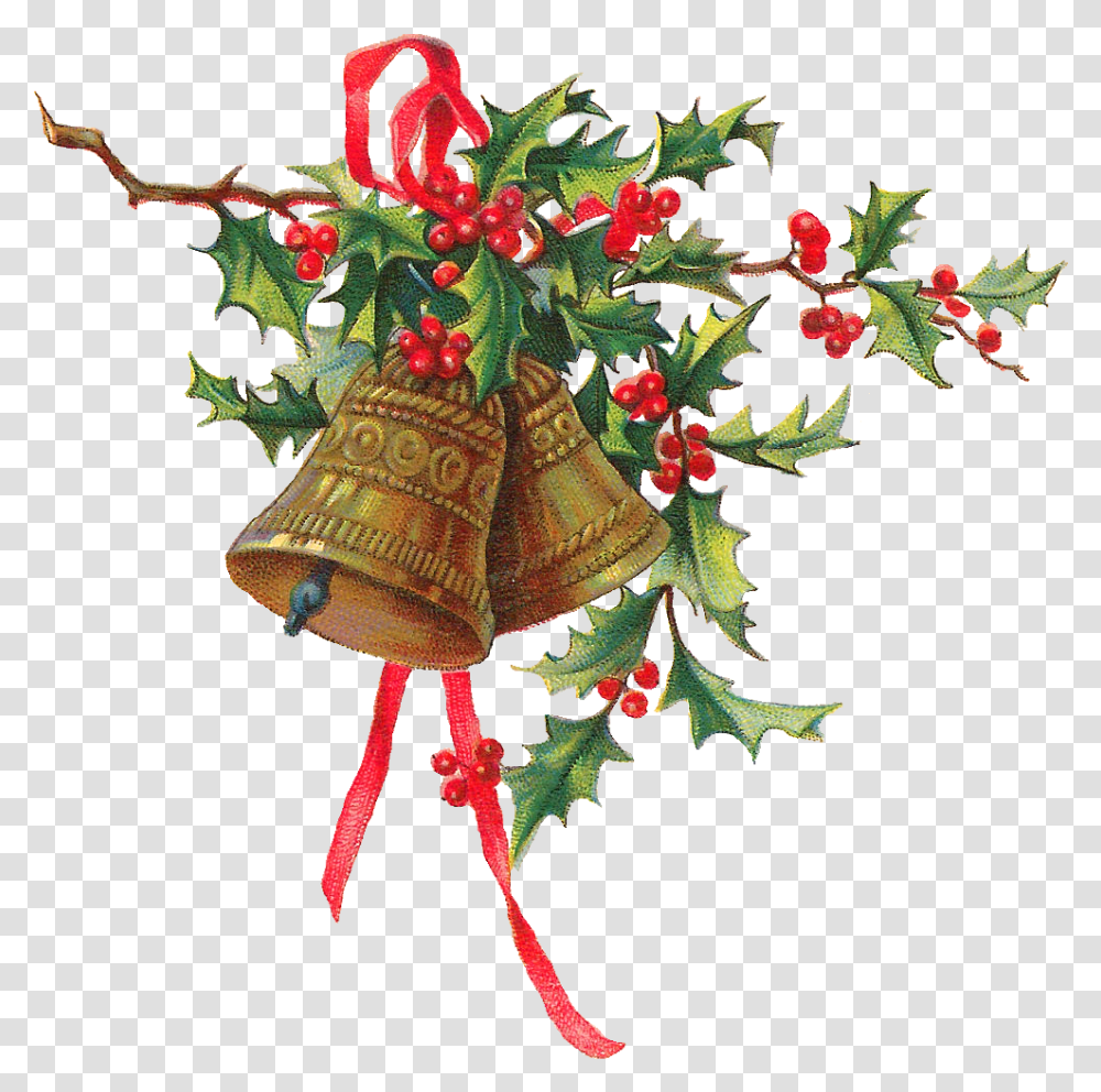 Printable Christmas Image Holly Bells, Plant, Floral Design, Pattern Transparent Png