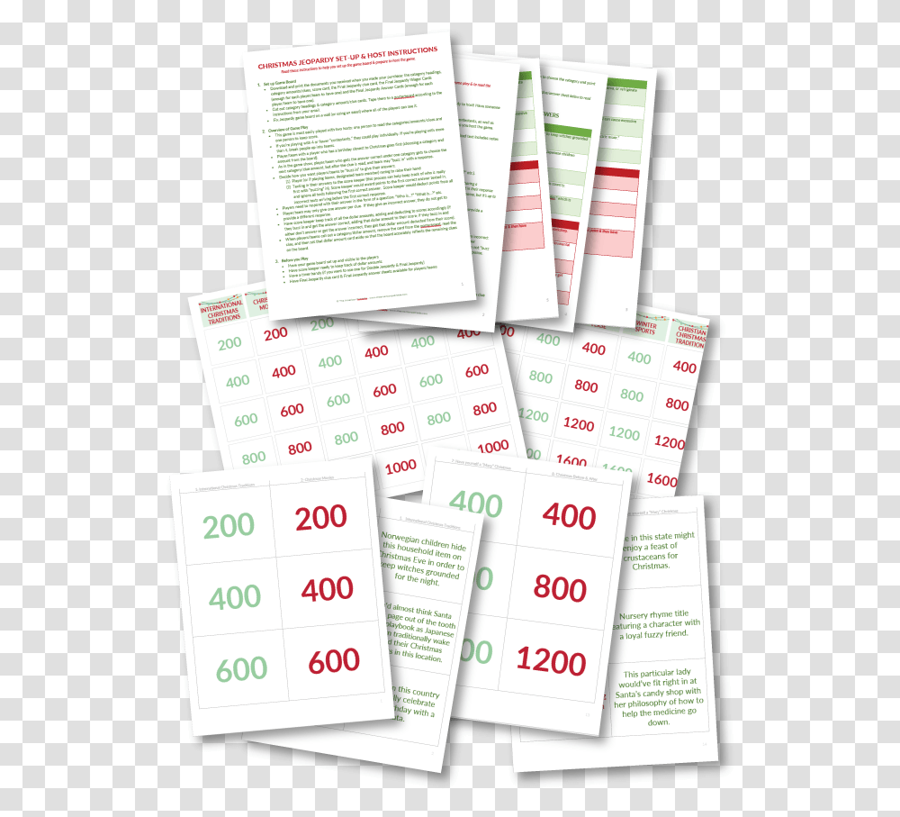 Printable Christmas Jeopardy Game Brochure, Text, Flyer, Poster, Paper Transparent Png