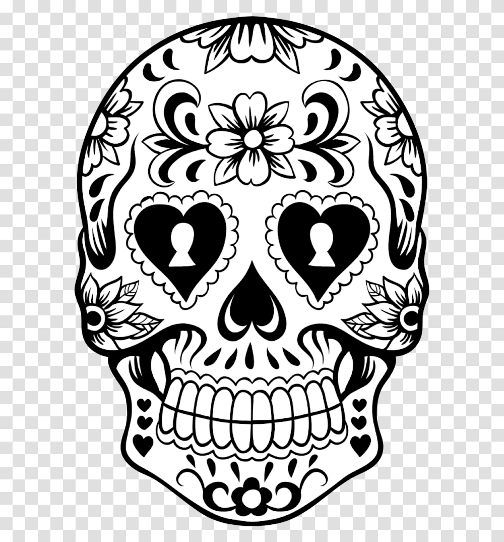 Printable Dia De Los Muertos Skulls, Doodle, Drawing, Stencil Transparent Png