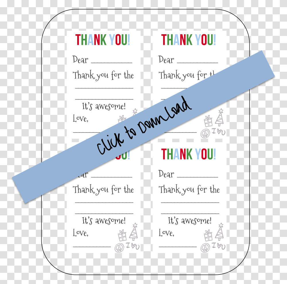 Printable Fill In The Blank Thank You Notes Printable Christmas Free Printable Thank You Cards, Paper, Page, Flyer Transparent Png
