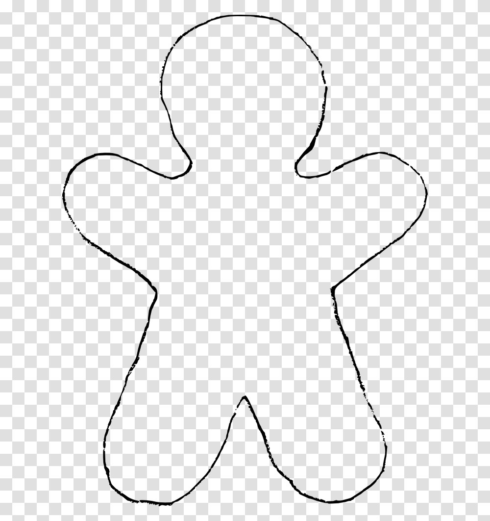 Printable Gingerbread Man Outline, Back, Silhouette, Stencil Transparent Png