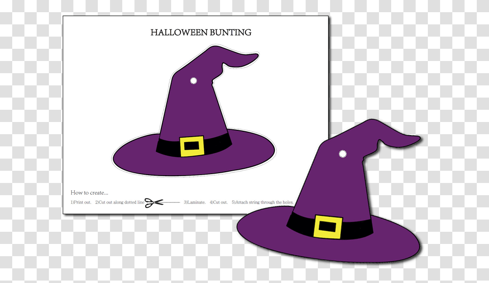 Printable Halloween Bunting Hat Fellowes Cut Out Halloween Decorations Print, Clothing, Apparel, Sombrero, Party Hat Transparent Png