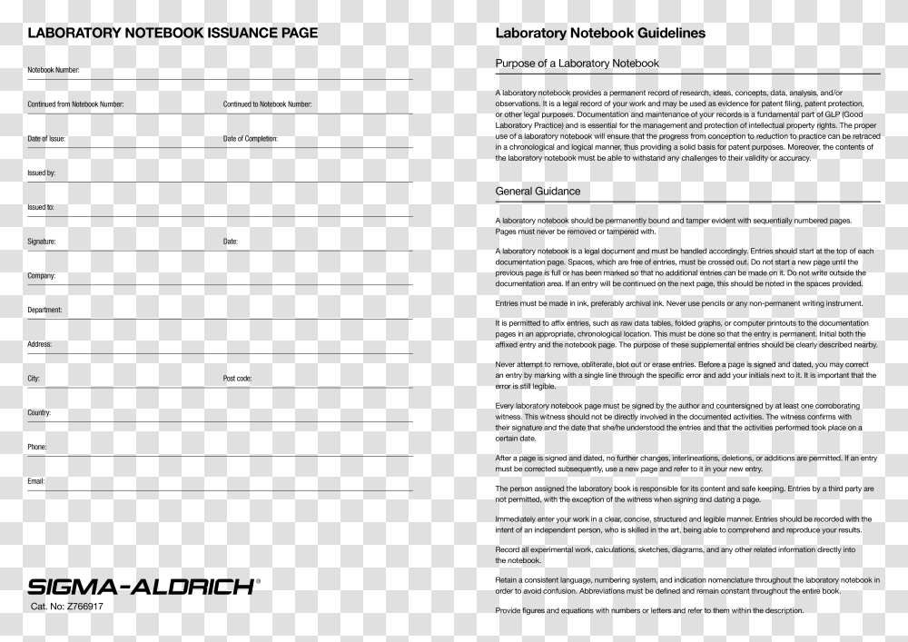 Printable Lab Notebook Paper Main Image Sigma Aldrich, Legend Of Zelda, Final Fantasy Transparent Png