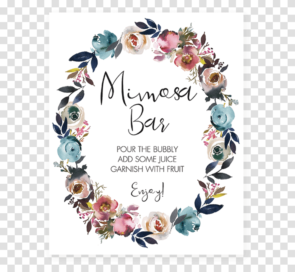 Printable Mimosa Bar Sign Baby Shower Sign Free, Floral Design, Pattern Transparent Png