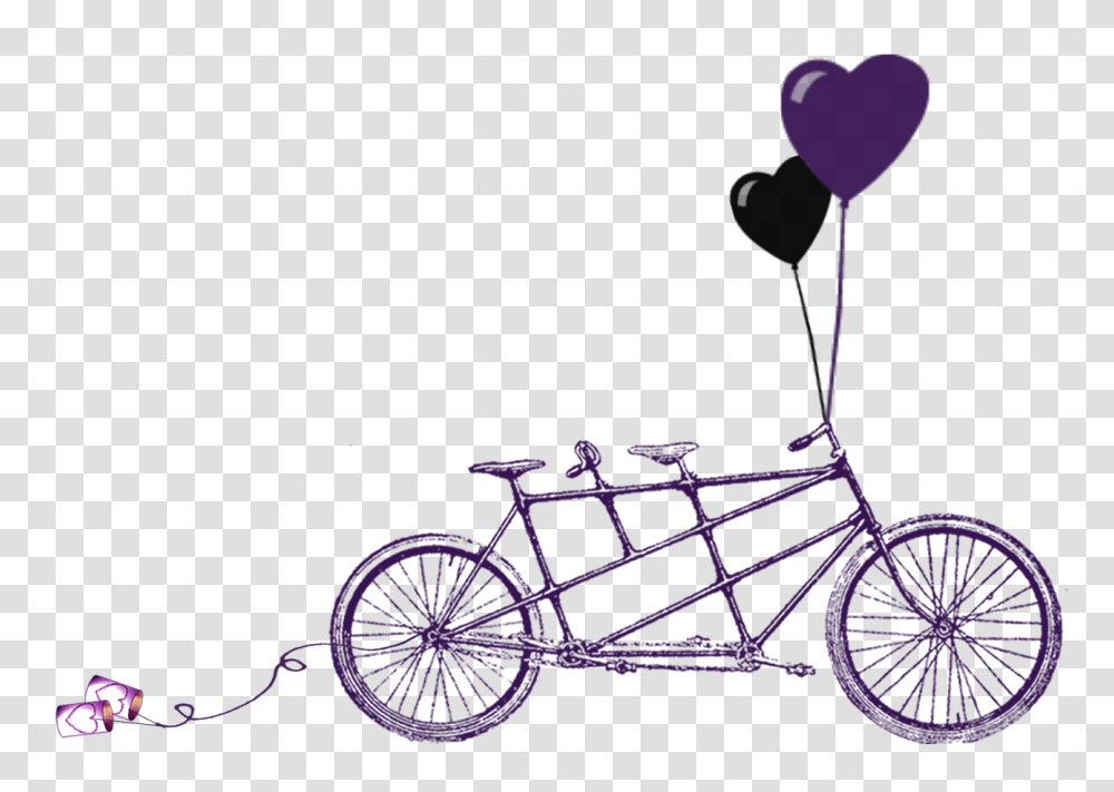 Printable Old Bicycle Silhouettes Tandem Bike Free Wedding, Plot, Pin, Purple Transparent Png