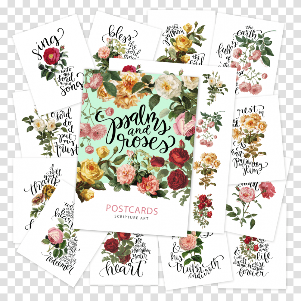 Printable Psalms Roses Postcards Stickers, Flyer, Poster, Paper, Advertisement Transparent Png
