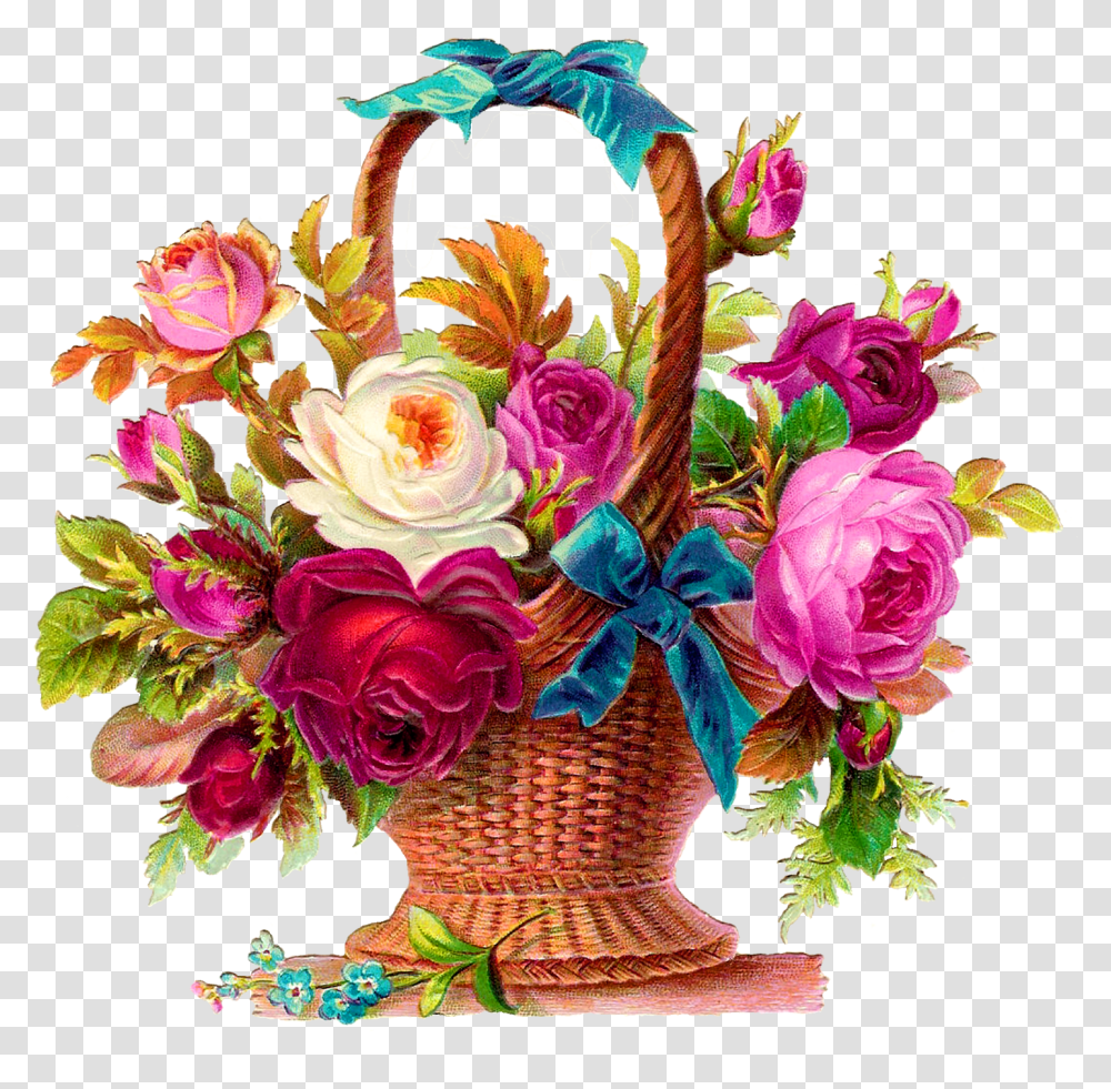 Printable Rose Flower Basket Scrapbooking Clip Art Mother's Day Bouquet Clipart, Floral Design, Pattern, Plant Transparent Png