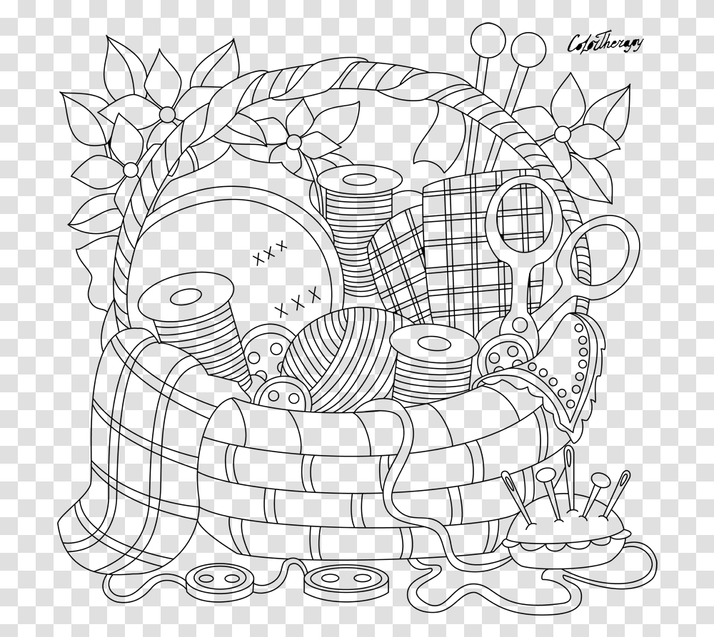 Printable Sewing Coloring Pages, Gray, World Of Warcraft Transparent Png