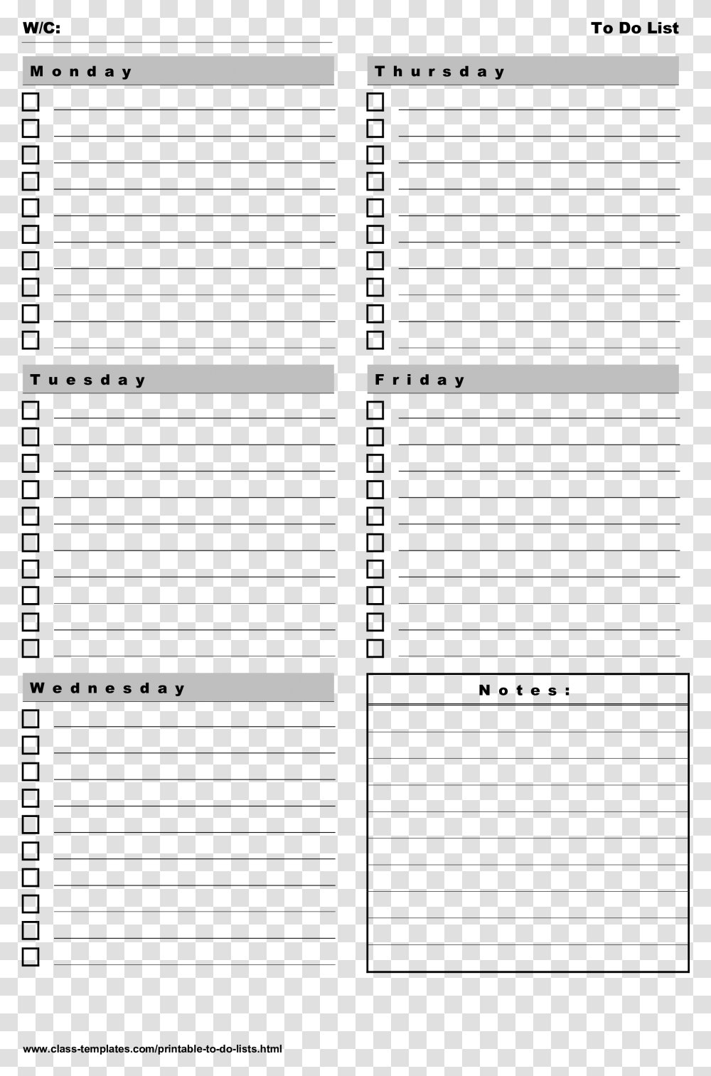 Printable To Do List Five Days A Week Main Image Five Days To Do List, People, Legend Of Zelda, Plot Transparent Png