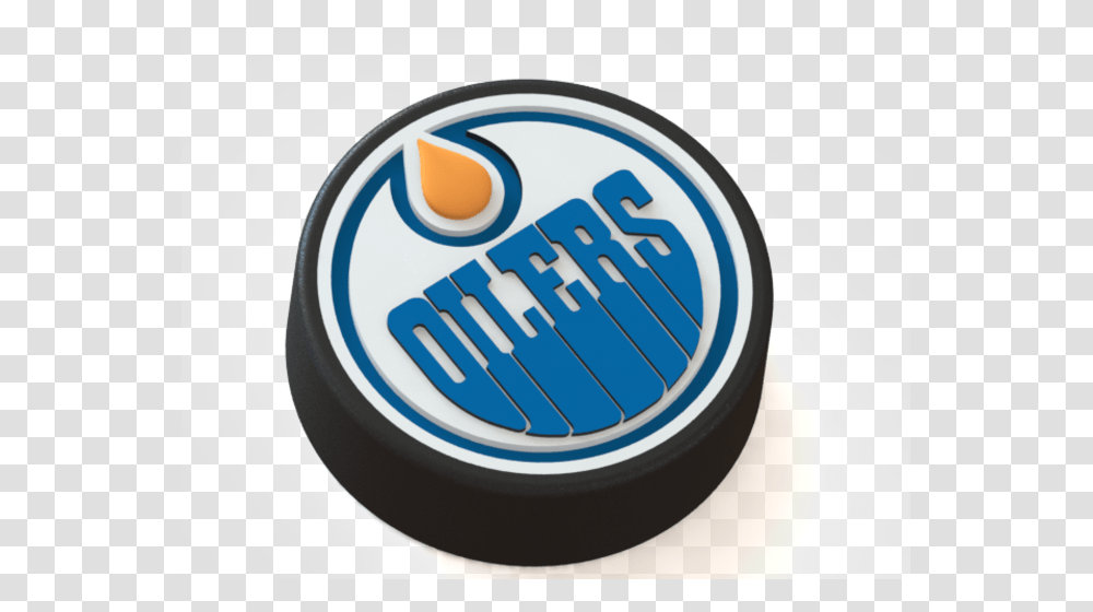 Printed Edmonton Oilers Logo On Ice Hockey Puck, Sport, Sports, Ball, Bottle Transparent Png