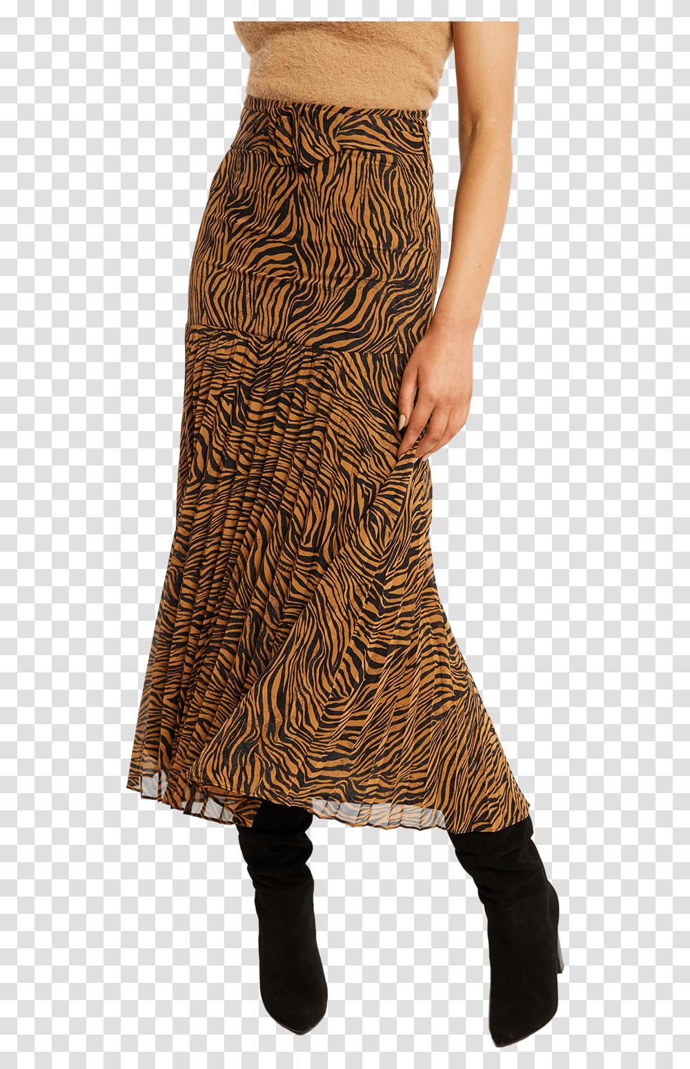 Printed Pleat Skirt In Colour Tapioca Bardot Pleated Skirt Zebra, Apparel, Dress, Evening Dress Transparent Png