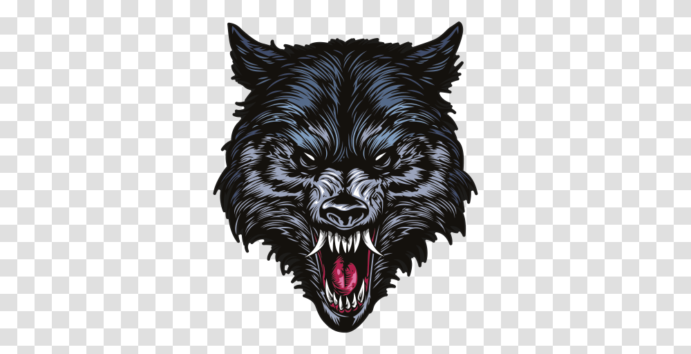 Printed Vinyl Angry Wolf Head Stickers Factory Wolf Scary, Mammal, Animal, Wildlife, Lion Transparent Png
