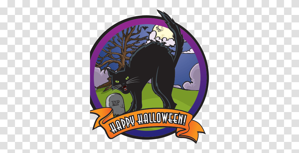 Printed Vinyl Happy Halloween Sign Stickers Factory Illustration, Mammal, Animal, Cat, Pet Transparent Png