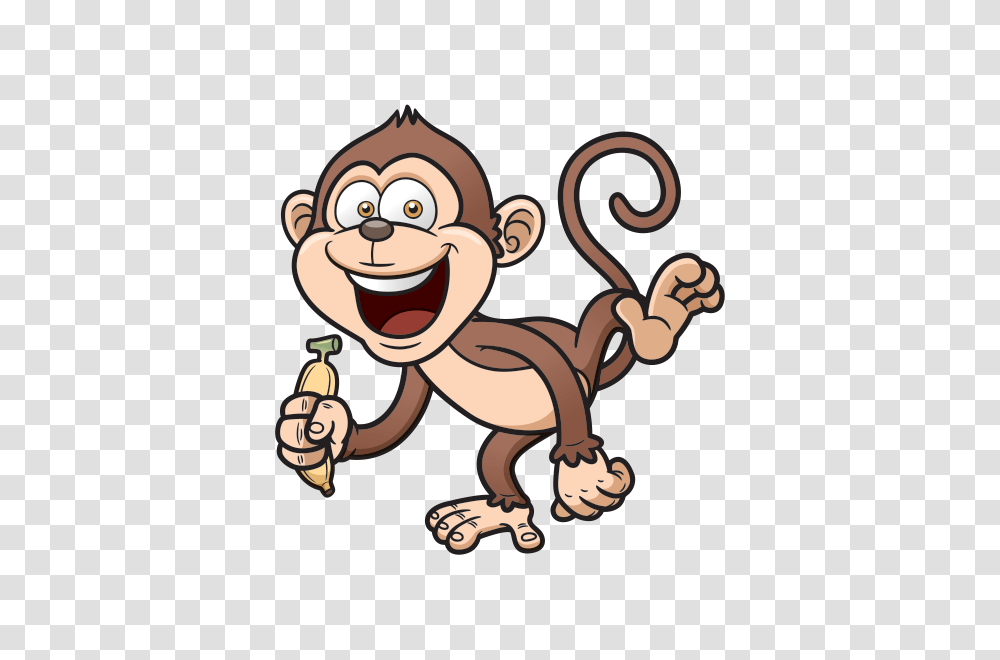 Printed Vinyl Happy Monkey With Banana Stickers Factory, Mammal, Animal, Wildlife, Baboon Transparent Png