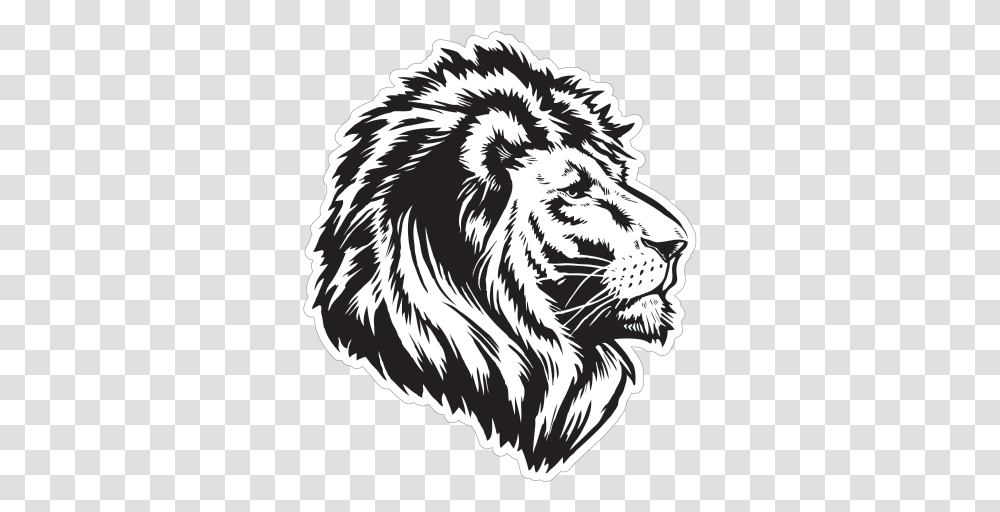 Printed Vinyl Male Lion Head Lion Black And White, Animal, Mammal, Zebra, Wildlife Transparent Png