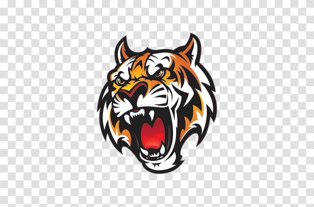 Printed Vinyl Mascot Tiger Head Stickers Factory, Mammal, Animal, Mouth, Lip Transparent Png