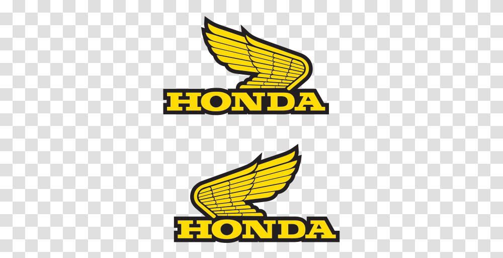 Printed Vinyl Pair Of Honda Wings Logo Honda Logo Sticker Yellow, Symbol, Trademark, Poster, Advertisement Transparent Png