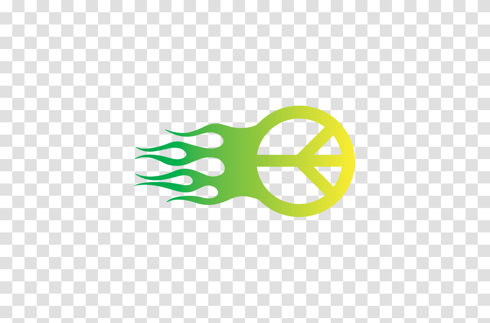 Printed Vinyl Peace Symbol Flames Yellow Green Stickers Factory, Emblem, Logo, Trademark, Hand Transparent Png