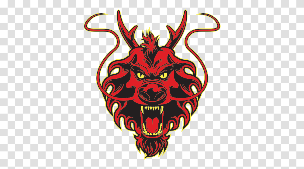 Printed Vinyl Red Dragon Head Illustration, Pattern, Dynamite, Bomb, Weapon Transparent Png