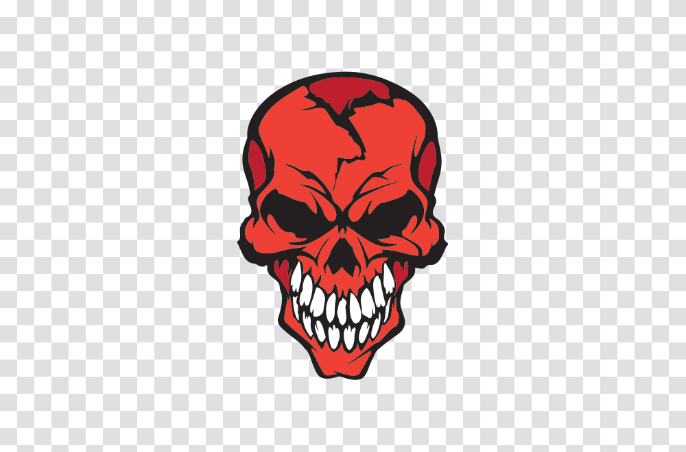 Printed Vinyl Red Skull With White Teeth Stickers Factory, Hand Transparent Png