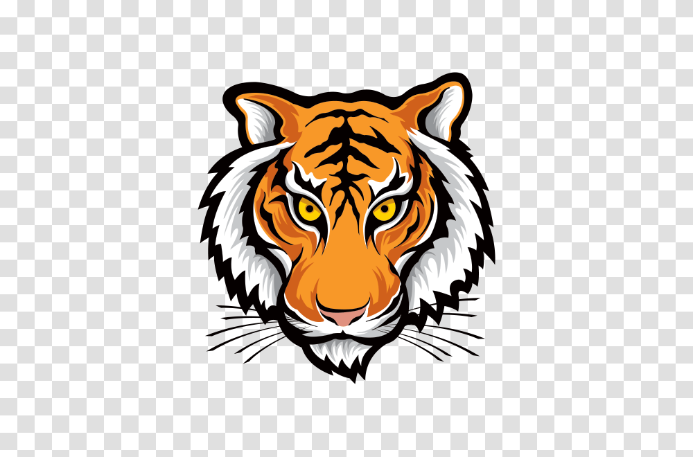 Printed Vinyl Tiger Head Stickers Factory, Wildlife, Mammal, Animal Transparent Png