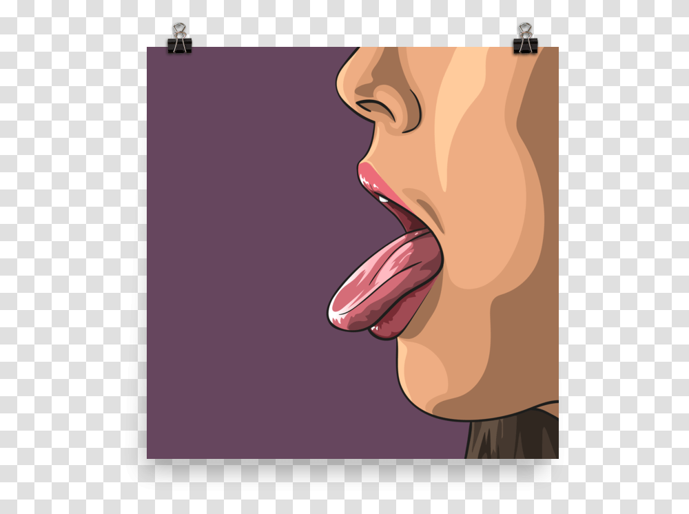 Printed Watercolour Hot Girl Poster Of A Sexy Woman Tongue, Mouth, Lip, Interior Design, Indoors Transparent Png