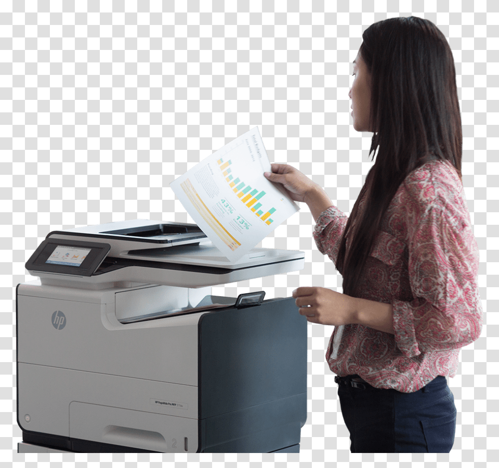 Printer Demo Or Quote Sitting, Person, Human, Machine Transparent Png