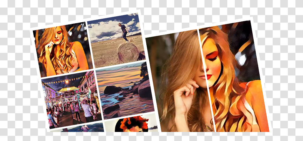 Prisma App Photos Collage, Poster, Advertisement, Person, Face Transparent Png