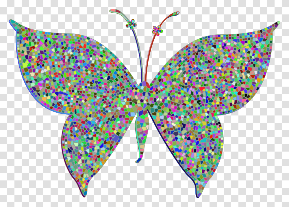 Prismatic Colorful Tiled Butterfly Clip Arts Big Colorful Butterflies, Pattern, Ornament, Fractal, Light Transparent Png