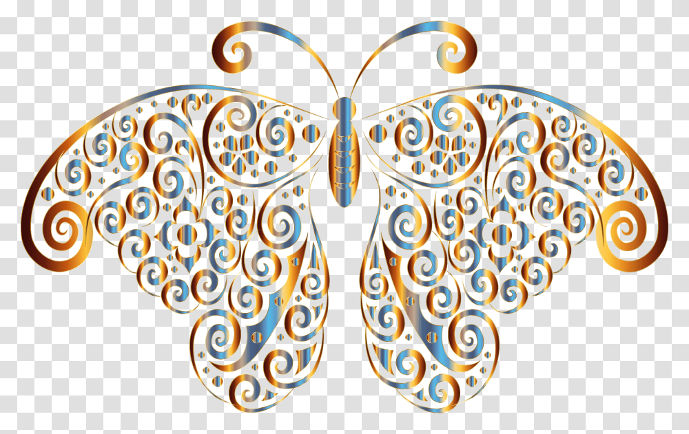 Prismatic Floral Flourish Butterfly Silhouette 5 No, Pattern, Floral Design Transparent Png